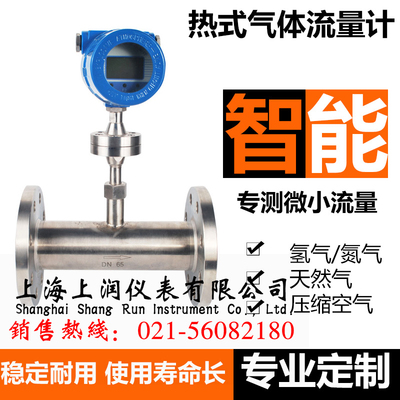 管道式热式气体质量流量计SRRSL-100 上海上润仪表厂高精度热式气体质量流量计插入式管道式压缩空气氧气氮气天然气